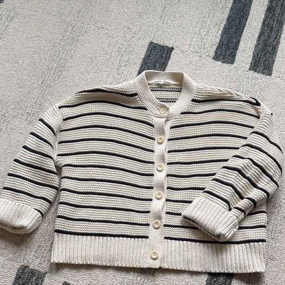 Alex Mill Cream Cardigan with navy Stripes - Picture 4 of 5